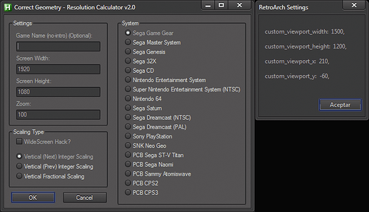 RetroArch - Custom Resolution Calculator v2.0