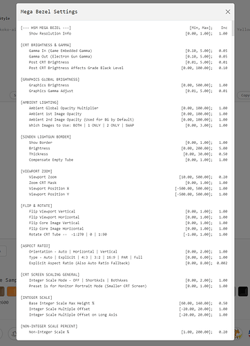 Mega Bezel Settings Alt