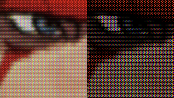 Monitor-Screen_Hmask-ShadowMask.slanp (2x scaling) vs. crt-sony-megatron-toshiba-microfilter-sdr.slangp