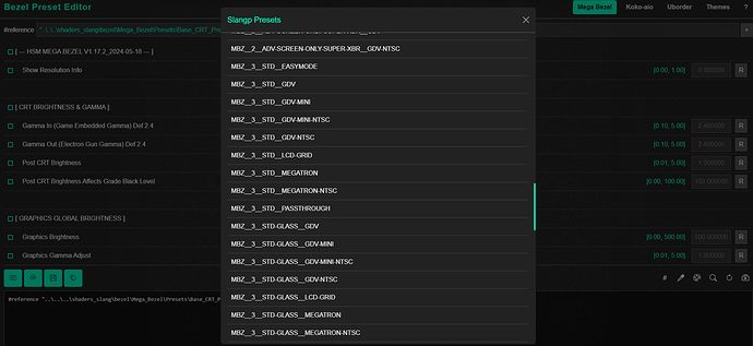 Slangp Preset Select
