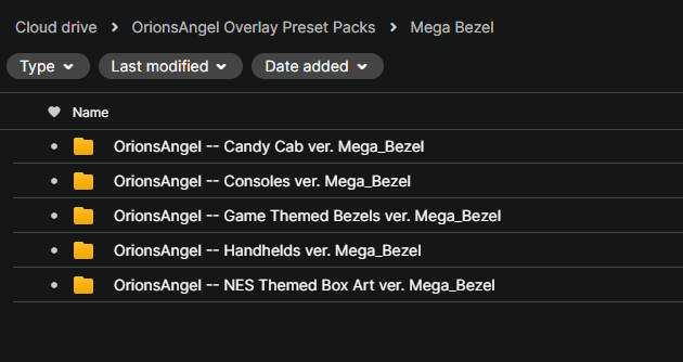 Mega Bezel Preset Folders